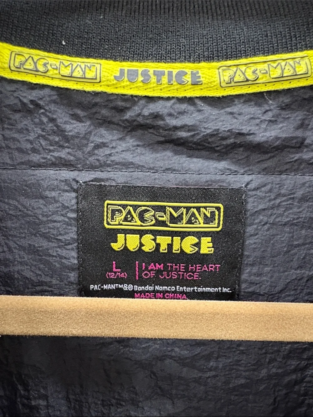 Justice Black Jacket with Yellow Pac-Man & Multicolor Ghosts